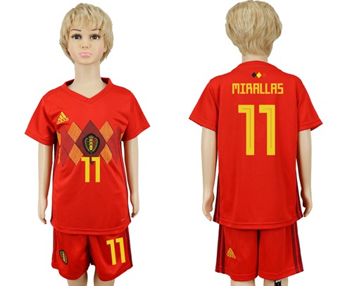 Belgium #11 Mirallas Red Home Kid Soccer Country Jersey